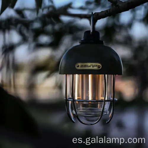 Luz de campamento solar LED retro con batería de 18650